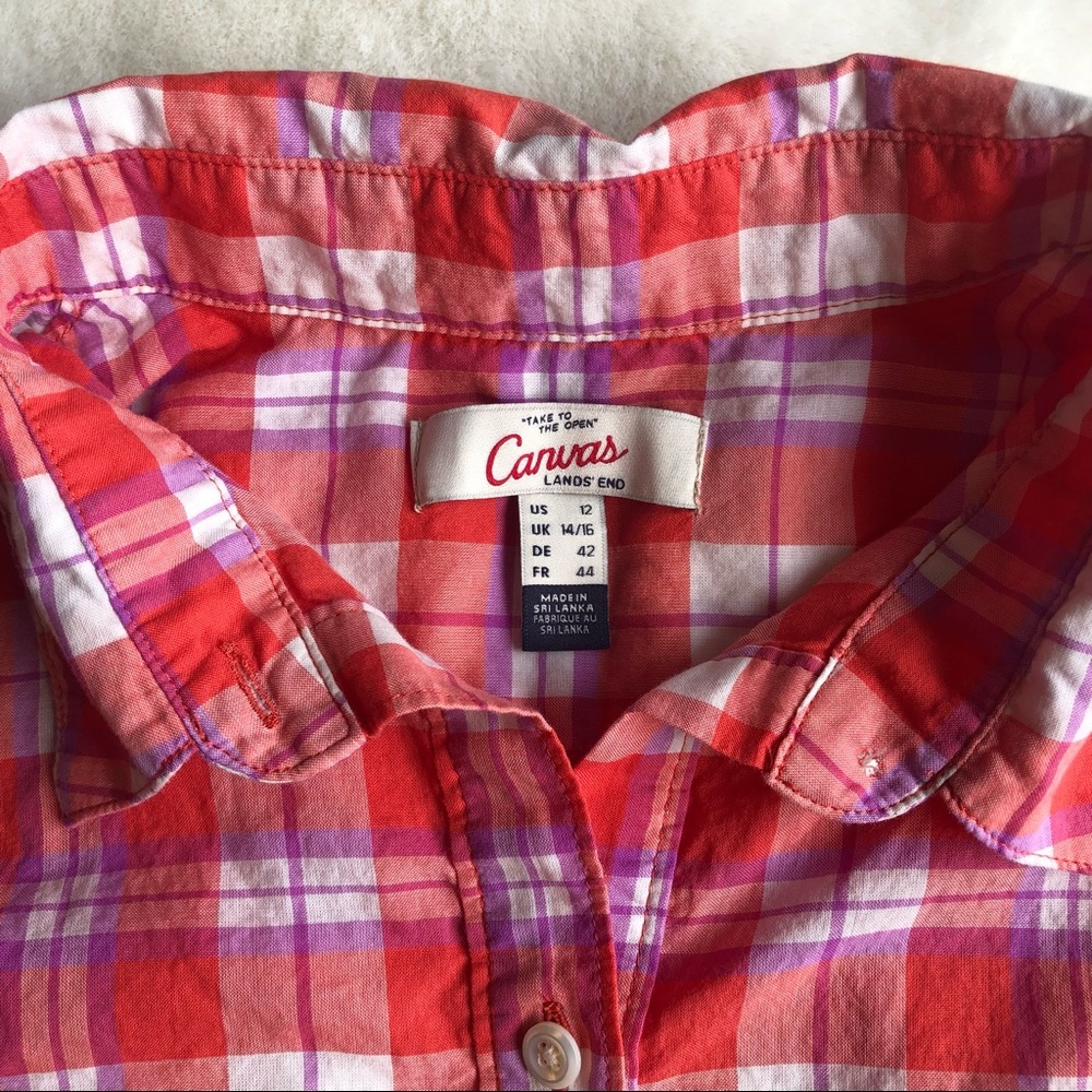 Canvas Lands End Women’s Pink Plaid Sz 12